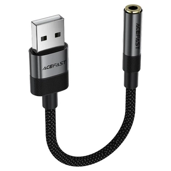 Зовнішня звукова карта USB на mini jack 3.5 AceFast J13 (0.15m, DAC). Black