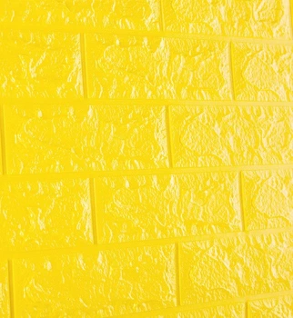 Самоклеящаяся декоративная 3D панель под жёлтый лимонный кирпич 700x770x3мм