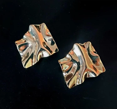Серьги бижутерия Полотно металическое Fashion Jewelry золотистого цвета