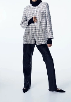 Жакет с ткани букле H&M 271197448 XS Кремовый/Черный