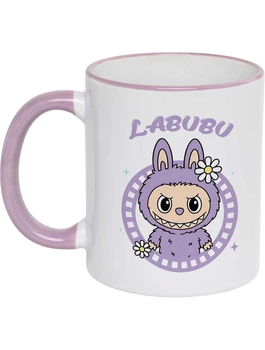 Чашка з пурпурним обідком та пурпурною ручкою (330 мл) LABUBU (purple)