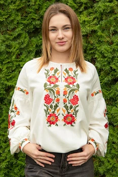 Жіноча вишиванка V&V Калина XXXXL Молочний (301057193-035)