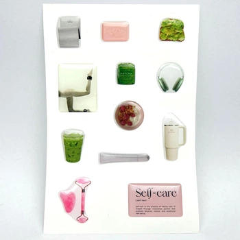Объёмные 3D наклейки SELF CARE Набор 12 шт Stiker Pack стикеры на телефон ноутбук смартфон планшет iPhone Samsung Xiaomi Pixel Huawei
