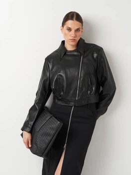 Куртка зі штучної шкіри жіноча Bologgy k102363bl XL Чорна (ROZ6501011966)