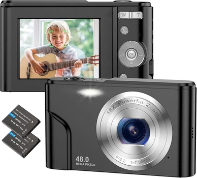 Фотоаппарат KOASDVS Compact Autofocus 48Мп / CMOS / FHD 1080P 30fps / 16Х цифровой зум / Bluetooth / Черный (B0B31N3VV2)