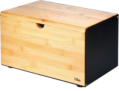 Chlebak Vilde drewniany metalowy z podwójną pokrywą Czarny (5904316472870)