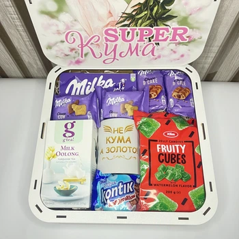 Подарочный бокс для кумы “Super Кума” — сладости, чай, кружка