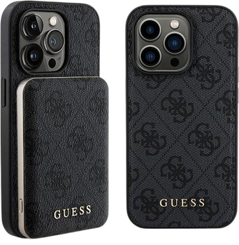Комплект Guess Case 4G Metal Logo for iPhone 13 Pro Max + Powerbank 5000mAh MagSafe Black (GUBPM5P13X4GEMGK)