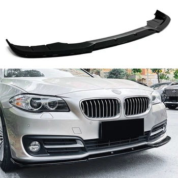 Юбка накладка переднего бампера BMW 5 series F10 F11 LCI 2013-2016 ABS пластик, цвет черный глянец для BMW 5 series F10 F11 2010-2016 (6736)