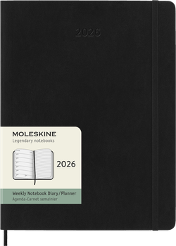 Щотижневик Moleskine 2026 великий 19х25 см чорний м'який (8056999275266)