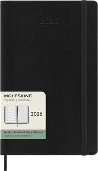 Щотижневик Moleskine 2026 середній 13х21 см чорний м'який (8056999274726)