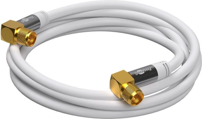 Коаксіальний антенний кабель Goobay кутовий штекер F/F SAT екранований 1 м Білий (4040849704819)