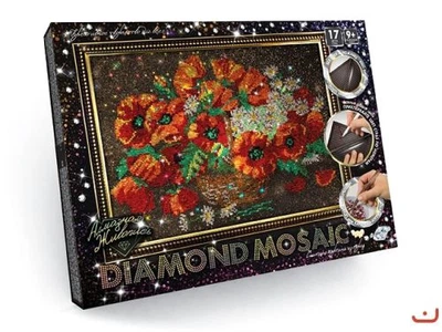 Алмазная живопись DIAMOND MOSAIC Маки для творчества набор страз для рукоделия и декора (538978)