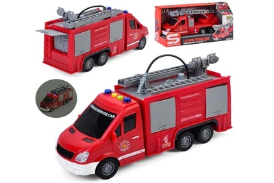 Пожежна машина JS139-40 27см, гумові колеса, рухомі деталі,бризкає водою, звук, світло, на бат-ці