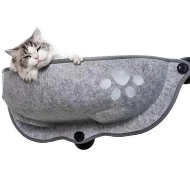 Гамак для кота на вікно CozyView Mini сірий 52×29×25 см — спальне місце з кріпленням і м'якою подушкою