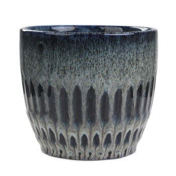 Osłonka na doniczkę Homla z tłoczeniem granatowa 17.5 x 17.5 x 16 cm (5904183885780)