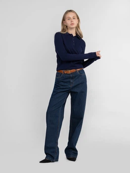 Поло жіноче темно-синє трикотажне з довгим рукавом Arber Polo Knit FW AM1 L синій (KW10.02.09.53)