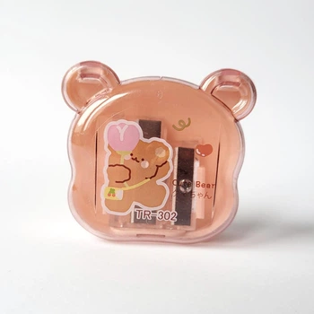 Точилка для карандашей в форме медвежонка Bear, розовая, с контейнером для стружки, для карандашей