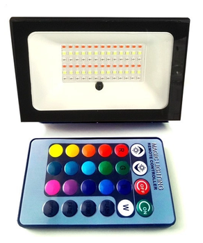 Світлодіодний (LED) вуличний прожектор LM 30Вт різнокольоровий, RGB - герметичний IP65, з пультом