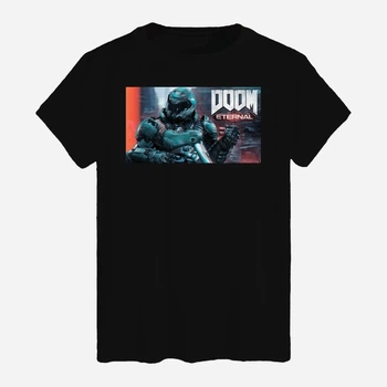 Футболка бавовняна довга чоловіча Likey DOOM M150-1608 XL Чорна (2000000711027)