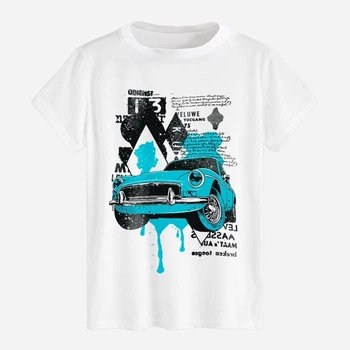 Футболка хлопковая длинная мужская Likey Car M150-1708 S Белая (2000000057040)