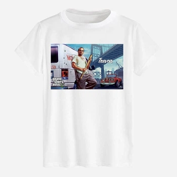 Футболка хлопковая длинная мужская Likey GTA 5 M150-2514 XXL Белая (2000001463840)