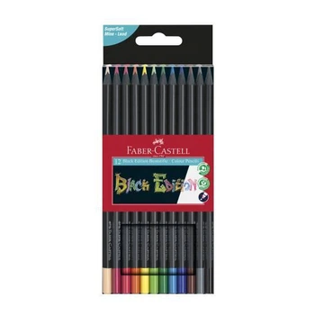Олівці кольорові Faber-Castell 12 кольорів, чорне дерево, тригранні, картонна коробка
