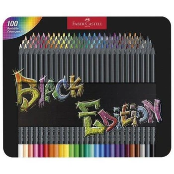 Олівці кольорові Faber-Castell 100 кольорів, чорне дерево, тригранні, металева коробка