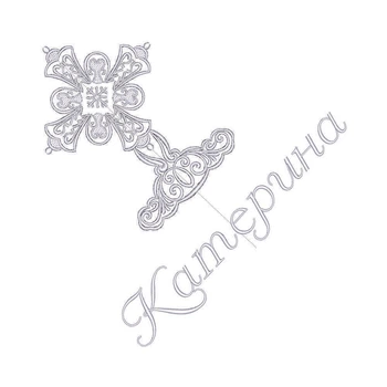 Іменна крижма біла вишивка, хрестик №02
