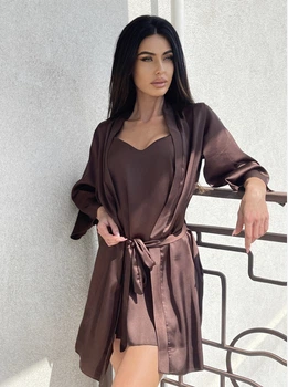 Комплект домашній жіночий халат і нічна сорочка Onora Collection L-XL шоколад