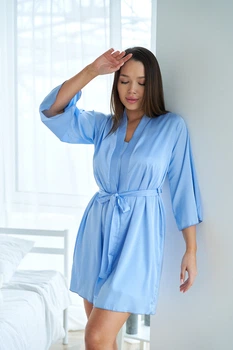 Комплект домашний женский халат и ночная рубашка Onora Collection S-M небесный