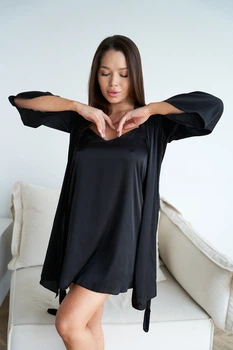 Комплект домашній жіночий халат і нічна сорочка Onora Collection L-XL чорний