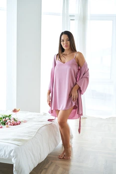 Комплект домашний женский халат и ночная рубашка Onora Collection S-M розовый