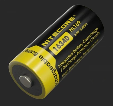 Акумулятор літієвий Li-Ion CR123A Nitecore NL169 3.6V (950mAh), захищений (6-1517)