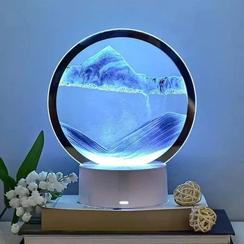 Настільна LED пісочна лампа нічник RGB Пісочний годинник 3D Sandscape