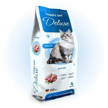 Сухой корм для стерилизованных котов Happy Pet Deluxe с кроликом 4 кг