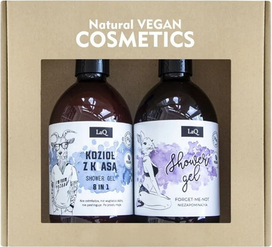 Zestaw kosmetyków pielęgnacyjnych LaQ Natural Vegan Cosmetics Żel pod prysznic Kozioł 8 w 1 500 ml + Żel pod prysznic Niezapominajka 500 ml (5905669761017)