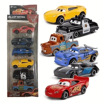 Набір литих металевих машинок Тачки Disney Pixar Cars 6 шт з Блискавкою Маккуїном
