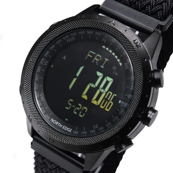 Чоловічий спортивний водостійкий тактичний з компасом годинник North Edge Desert Nylon Power 5BAR з компасом