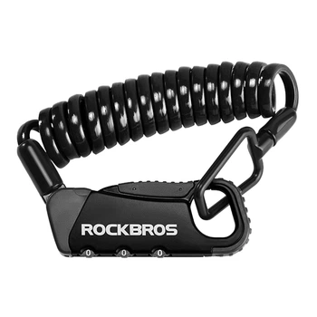 Портативный кодовый замок ROCKBROS K6N с длинным тросом | Велосипедный замок-карабин | Черный (RB-K6N-7095)