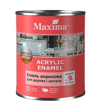 Емаль акрилова для дерева та металу Maxima стигла вишня шовковисто-матовий 0.75 л