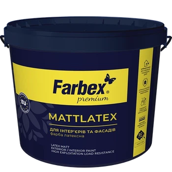 Краска латексная для наружных и внутренних работ "Mattlatex" Farbex база B 12 кг