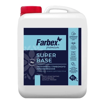 Грунтовка водно-дисперсионная акриловая глубокого проникновения «SuperBase» Farbex бесцветный 10 л