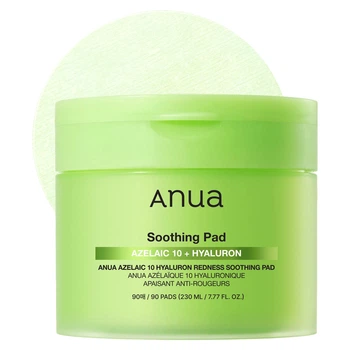 Заспокійливі пади з азелаїновою та гіалуроновою кислотами Anua Azelaic 10 Hyaluron Redness Soothing Pad, 90 шт