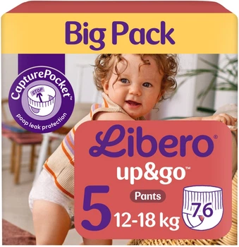Підгузки-трусики Libero Up&Go 12-18 кг Розмір 5 76 шт (7322542599983)