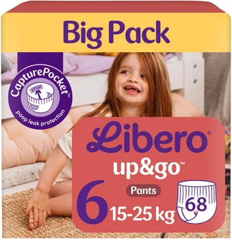 Подгузники-трусики Libero Up&Go 15-25 кг размер 6 68 шт (7322542600061)