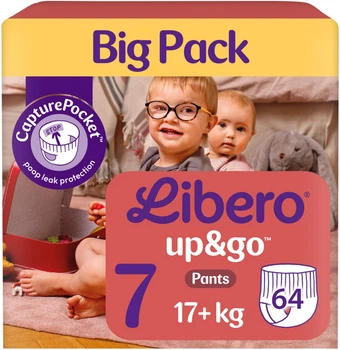 Подгузники-трусики Libero Up&Go 17+ кг Размер 7 64 шт (7322542600474)