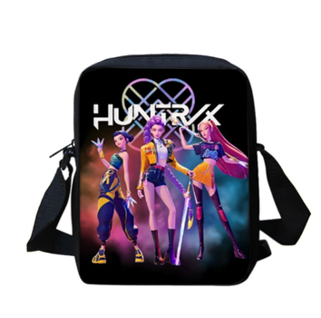 Сумка через плече HUNTRIX 25×20×5 см — молодіжна кросбоді сумка з мультфільму “K-Pop Demon Hunters” аніме, чорна, 600D/PU (ІІ) 34404