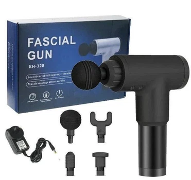 Акумуляторний масажер Fascial Gun FH-320 4 насадки 6 режимів