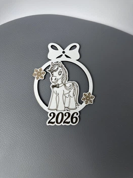 Новогодняя игрушка-подвеска Символ 2026 года Лошадь 9х9 см (ХДФ 3мм) на елку